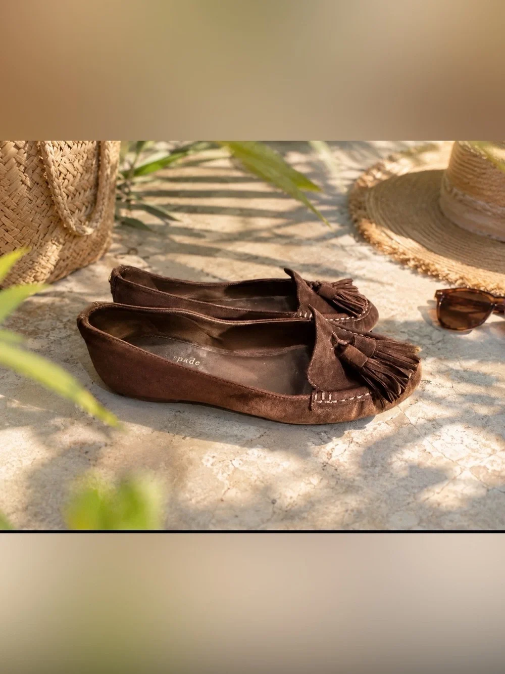 Kate Spade size 7 brown suede  flats with  tassels